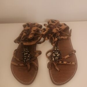 Sam Edelman Brown Sandals with Intricate Straps and Adjustable Fit